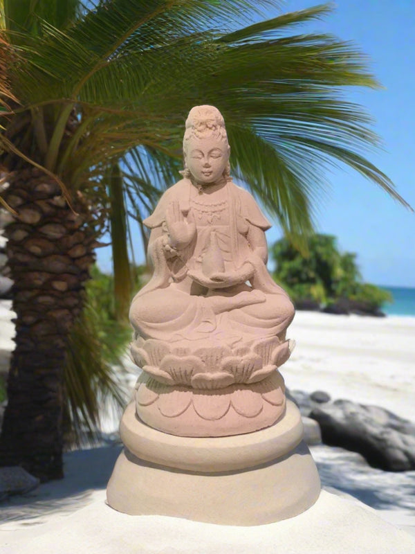 Volcanic Stone Statue Quan Yin White (each)