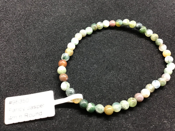 Fancy Jasper Elastic Bracelet 4mm Round Beads