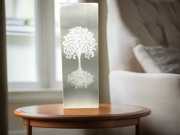 LED Tree of Life Selenite Lamp