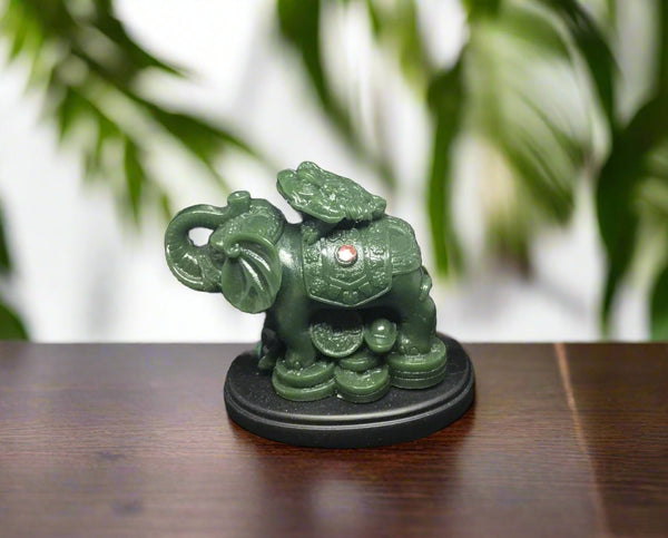 Polyresin Feng Shui Figurine Prosperity Elephant - Jade