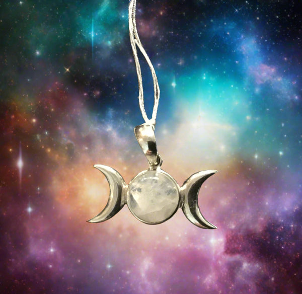 Triple moon pendant with moonstone