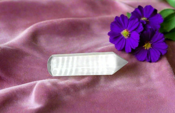 Massage Wand faceted small White Selenite