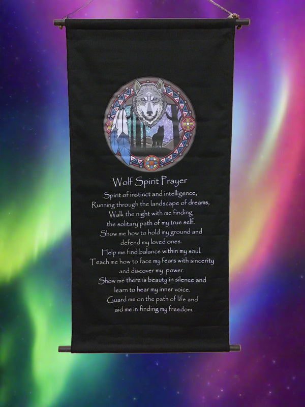 Cotton Inspirational Banner - Wolf Spirit Prayer