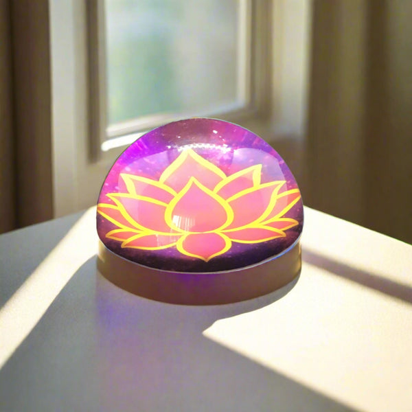 Clear Glass Paper Weight - Lotus *