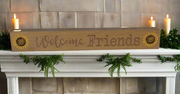 Welcome Friends wooden sign