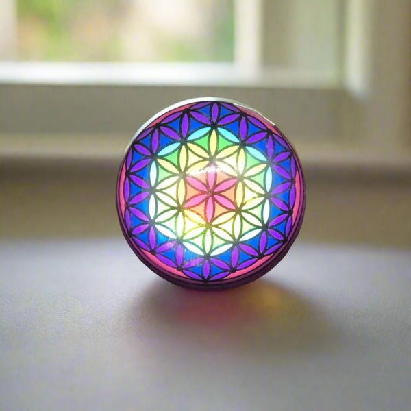 Clear Glass Paper Weight - Flower of Life *