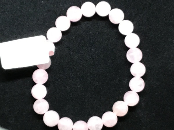 Elastic Bracelet 8mm Round Beads - Rose Quartz*