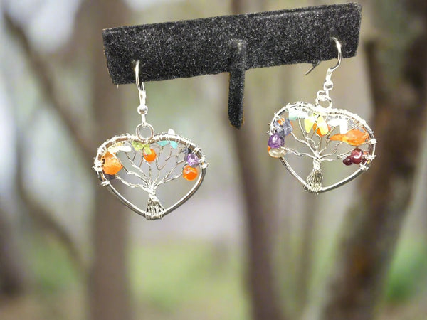 Heart Chakra tree of life earrings