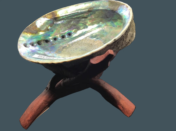 Abalone Shell Smudge with stand-large