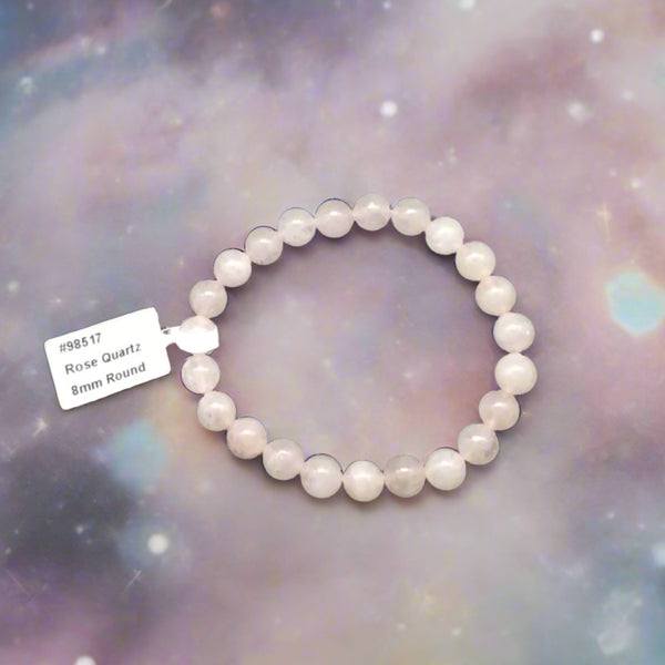 Elastic Bracelet 8mm Round Beads - Rose Quartz*