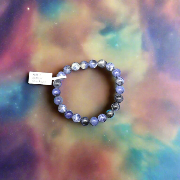 Elastic Bracelet 8mm Round Beads - Sodalite