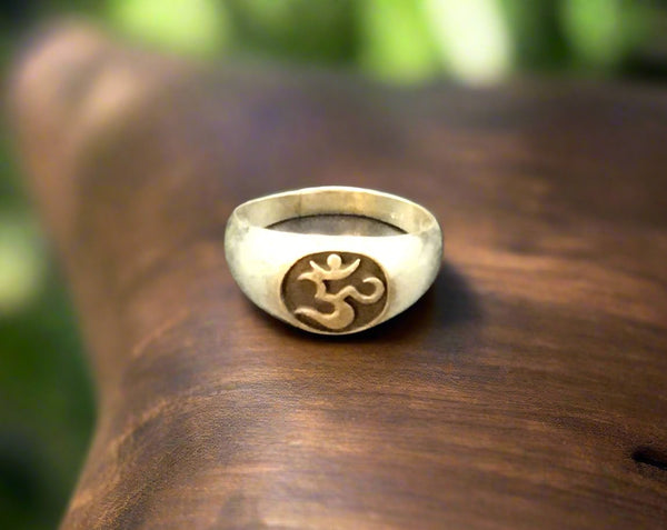 Sterling Silver Carved Om Ring