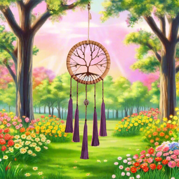 Dreamcatcher Wired Tree of Life w/ Purple Tassels