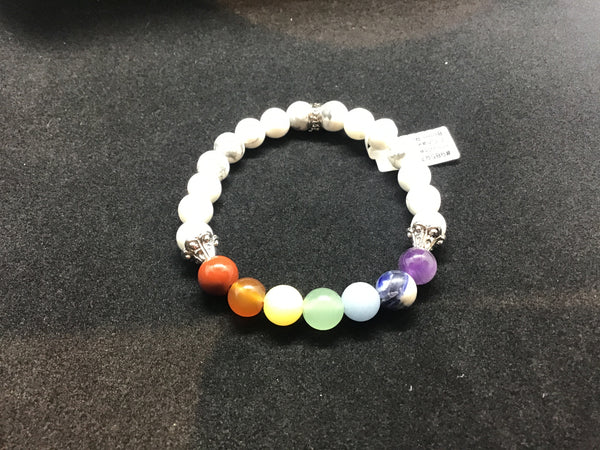 7 Chakra Elastic Bracelet w/ Howlite