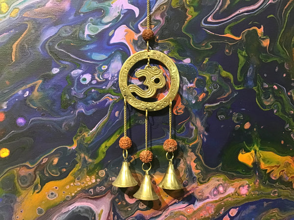 Brass Bell Chime - Om w/ Rudraksha*