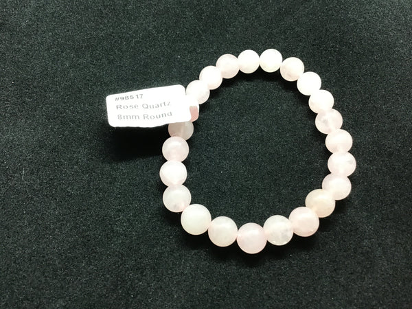 Elastic Bracelet 8mm Round Beads - Rose Quartz*