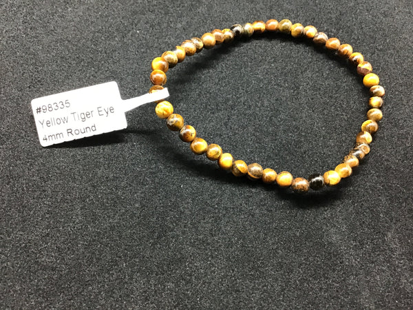 Bracelet - Elastic Bracelet 4mm Round Beads - Tiger Eye*