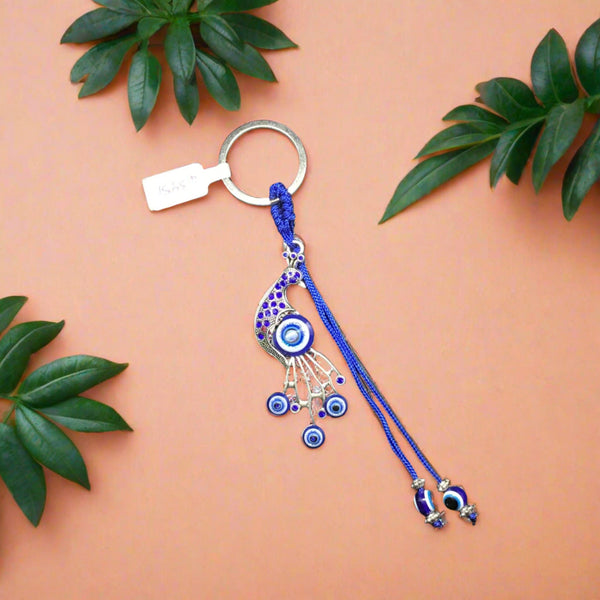 Evil Eye Talisman Key Ring - Peacock w/ Gems