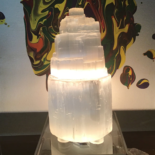 Electric White Selenite Lamp 5-6-inch