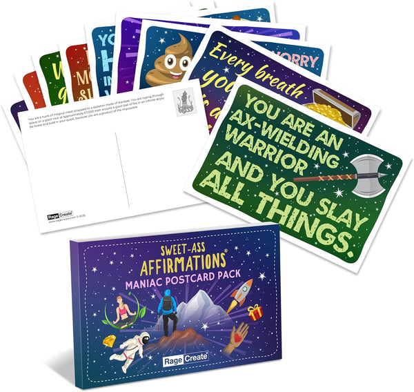Rage Create Sweet-Ass Affirmations® Maniac Postcard Pack (22 Cards)