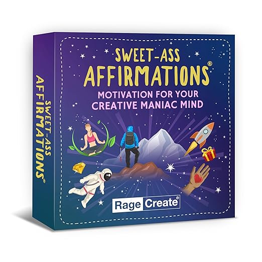 Sweet-Ass Affirmations Deck by Rage Create - 60 Hilarious, Unfiltered Motivational Affirmation Cards to Brighten Your Bad Day in 10 Seconds or Less Cards