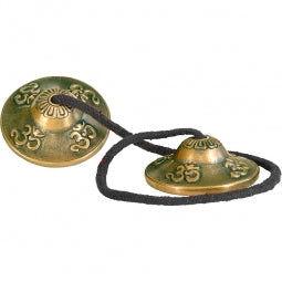 Tibetan Tingshas Medium Om Embossed